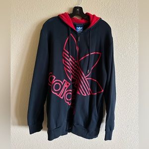 Adidas men’s large zip up red and black and gold